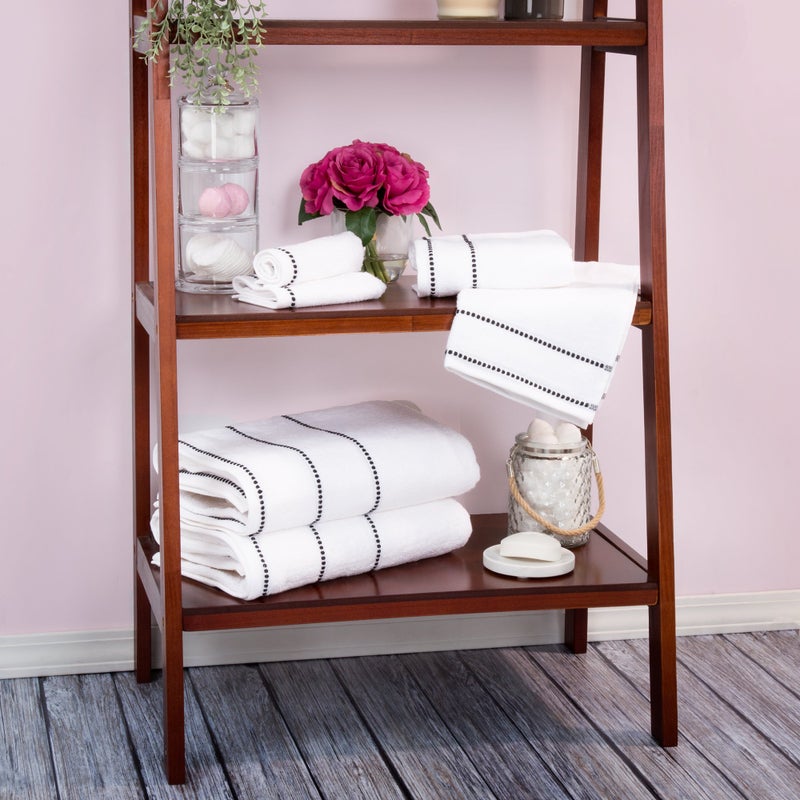 Lavish Home 6 Piece Bathroom Towels Set - 525GSM 100% Cotton Bathroom Essentials - 2 Bath Sheets, 2 Hand Towels, and 2 Wash Cloths for Bath, Shower, Gym, Spa, and Dorm Room (White) - Image 3